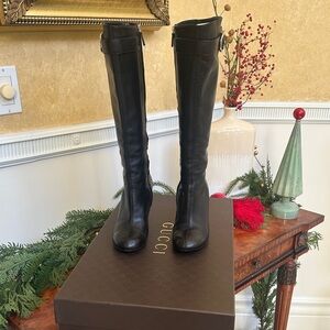 Gucci Black Leather Tall Boots